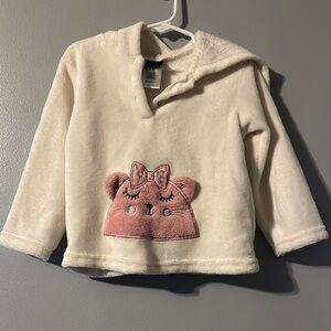 DDG Darlings Cute Cream Fleece Hoodie with Pink Bear Patch Size 4T